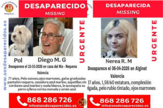 ALERTA CIUTADANA: Busquen un home de 77 anys desaparegut amb el seu gos a Requena i una menor a Alginet