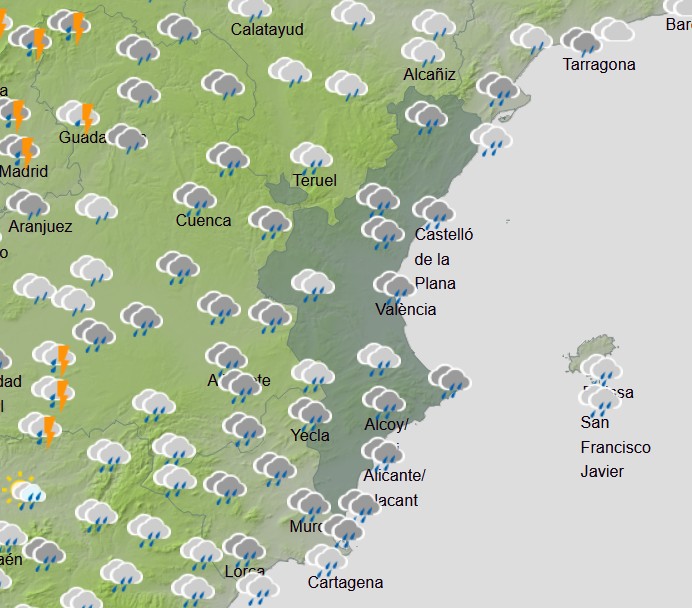 La pluja ha deixat registres superiors als 80 mm en punts com Xàbia i Alzira