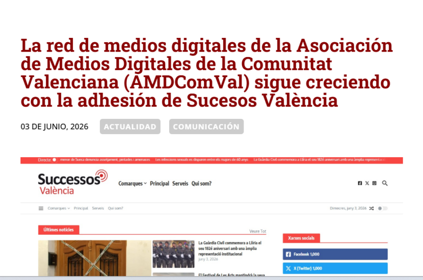 Sucesos València ens unim a l'AMDComVal per a continuar creixent com el teu mitjà de referència