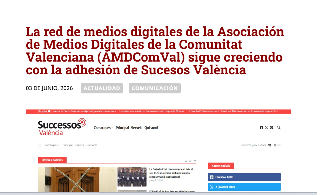 Sucesos València ens unim a l'AMDComVal per a continuar creixent com el teu mitjà de referència