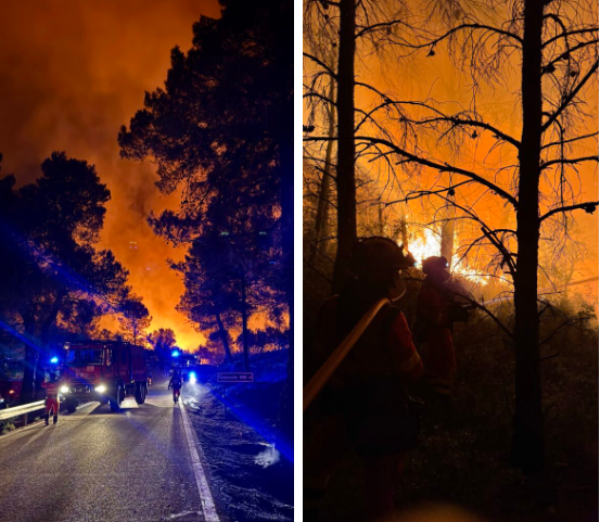 L'incendi de Tuéjar supera les 1.000 hectàrees calcinades i deixa dos bombers ferits